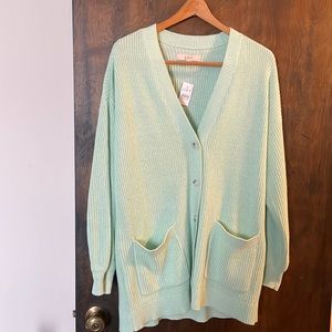 NWT Loft mint green button cardigan with pockets